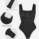 Popilush Bodysuits for Women Tummy Control Henley Going Out Outfits Shirts Body Suits Thong Button Down Tank Tops, XS-S