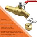 Upgrade Water Heater Drain/Flush Ball valve kit, Full-Port Valves 3/4"MIP x 3/4" Male GHT Connection to Hot Water Heater Tank, 2 inch Shank, 180 degree Handle with Chain, Cap and Thread Tape