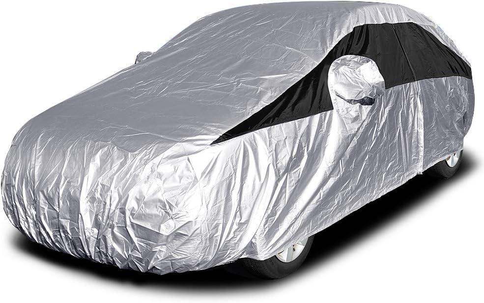 Titan Lightweight Poly 210T Car Cover for Sub-Compact Sedans 163-175". Waterproof, UV Protection, Scratch Resistant, Driver-Side Zippered Opening. Fits Fiesta, Rio, Aveo and More.