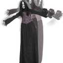 Haunted Hill Farm 5.11-Ft Rising Ghost Bride by Tekky, Battery-Operated, Sound Activated Animatronic with Sound Effects and Lights for Indoor or Covered Outdoor Creepy Halloween Decoration
