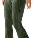 Floerns Women's Velvet Elastic Waist Flare Leg Palazzo Long Pants Trousers (Medium, Dark Green)