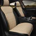 Black Panther 1 Pair Car Seat Covers, Luxury Car Protectors, Universal Anti-Slip Driver Seat Cover with Backrest,Diamond Pattern (Beige)