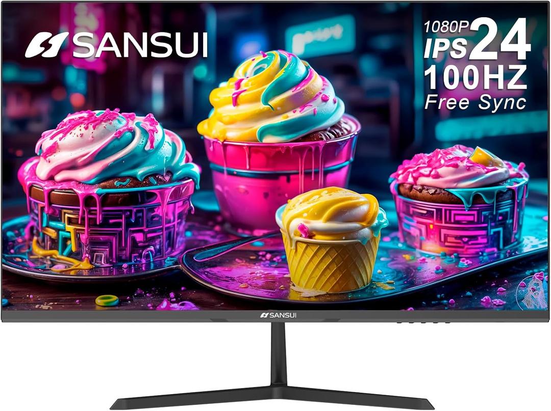 SANSUI Monitor 24 inch 100Hz Computer MonitorFHD 1080P PC MonitorHDMIFreeSyncHDREarphone Jack Ergonomic Tilt for Home and Office