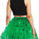 Women Teens Tutu Adult 4 Layered Tulle Skirt with Satin Lined Dance Non See-Through Tutu Halloween Costumes (Green, L)