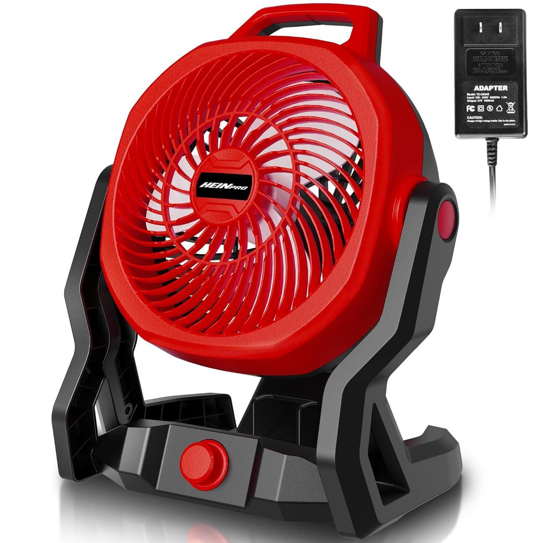 Battery Powered Fan Compatible with Milwaukee M18 18V Battery with AC Adapter (No Battery) Up to 650CFM, Variable Speed, Low Noise 30dB, Portable Cordless Fan for Camping, Jobsite