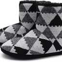 GPOS Knit Rock Wool Warm Men Indoor Pull on Cozy Memory Foam Slipper Boots Soft Rubber Sole, Size 45