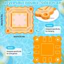 Floating Mahjong Table for Pool, Double Sided Floating Game Table with Cup Holders, for Mahjong Poker Card Games, Floating Mahjong Board for Hot Tub Lake Beach, Adults Summer Party (Orange)
