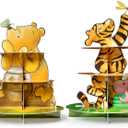 Winnie Birthday Cupcake Stand - 2 Set Winnie Theme Cardboard Dessert Holder for Baby Shower Decorations Cute Winnie Cupcake Tower Winnie Cupcake Display Stand for Birthday Party Supplies