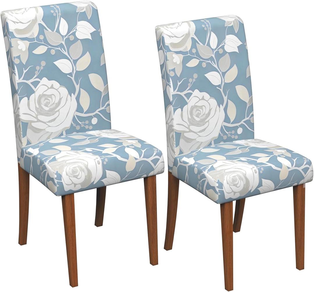 Stretch Dining Chair Covers Set of 2,Floral Print Chair Covers,Soft Removable Washable,Pet Friendly Furniture Protector,Universal Chair Slipcovers for Home, Kitchen,Ceremony Dining Room Seat