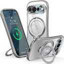 Reukdnv 360° Spin Magnetic Stand for Google Pixel 11 Pro Clear Case, Silver
