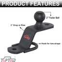 TOPTOW 64008 ATV/UTV 3-Way Hitch Adapter with 2 inch Ball, Bolt-on ATV Hitch Attachments