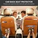 SUTSU Kick Mat Back Seat Protector Waterproof Leather Car Seat Back Organizers Cover with 3 Storage Pockets for Kids Pets SUV Sedan Minivan Truck Car Travel Accessories (Coffee 2-pack)