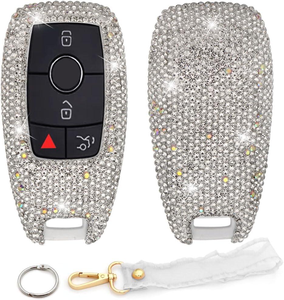 Key Fob Cover Compatible with Mercedes Benz C E S M CLS CLK GLK GLC G Class Bling Crystal Rhinestone Diamond Key Case