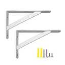 2 Pack Shelf Bracket, Heavy Duty Stainless Steel Solid Shelf Support Corner Brace, Wall Shelf Bracket, Joint Right Angle Bracket, Max Load: 75kg/150 lb, Space Saving DIY Bracket,White,400mm/16 in