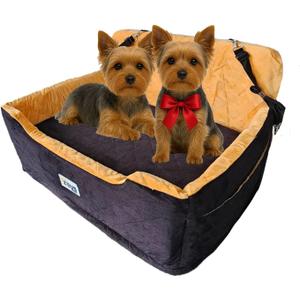 Large Dog Car Seat Booster Seat Bed for Pets up to 55 lbs, Black, Travel Safety | Fits 2 Small Dogs Pets| Washable Cover & Thick Cushion | Rear Seat or SUV