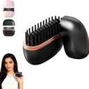Mini Straightener, Portable Electric Hair Straightener Brush 30s Heating, Rechargeable Hot Comb, Cordless Straightening Comb for Travel, with 3 Temperature Settings (Black)