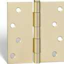 goldenwarm Pack of 3 4in Door Hinges Brushed Brass Gold Door Hinges Butt Hinges with Square Corners, Interior Door Hardware