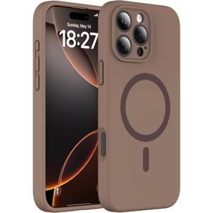 Magnetic for iPhone 16 Pro Max Case, Compatible with MagSafe, Full Camera Protection, Military-Grade Protection 3.0mm Thicken Silicone Phone Cover for 16 ProMax 6.9", Desert Brown