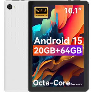 URAO Tablet,10.1" Android 15 Tablet with Octa-core Processor 20GB RAM 64GB ROM HD IPS Touchscreen 8H Battery, Wi-Fi 6, BT 5.0, Dual Camera, Android Tablets