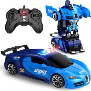 AONEPTR Remote Control Car, One-Click Becoming Robot Transforming Toys Car for Boys, Smooth Deformation, Demo Mode, 360 Rotation, Easy to Use, 2.4GHZ, with LED Lights, RC Cars for Christmas, Kids (Sky Blue)
