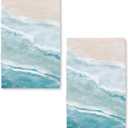 Beach Kitchen Towels Set of 2 Dish Towels Kitchen Hand Towels Absorbent Quick Dry Microfiber Cloth Dish Towel for Kitchen Drying 18" x 26",Coastal Ccean Sand Wave Blue Teal