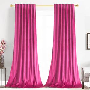 Berry Velvet Curtains for Bedroom Window with Back Tab, Super Soft Vintage Luxury Heavy Drapes, Room Darkening Thermal Insulated Curtain for Living Room, W52 by L84 inches, 2 Panels