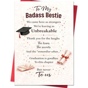 2 x Graduation Card for Bestie Best Friend,Graduation Gifts Cards for Her,2026 High School & College Graduation Cards Gifts Decorations for Girls Bestie Friend Her BFF Female Roommate