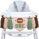 First Birthday High Chair Banner - Football Theme Yarn Tassel Decorations,First Year Down 1st Birthday Party Highchair Banner Party Supplies