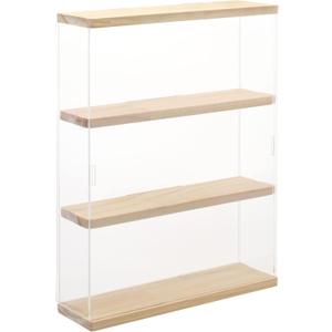 NONEMEY Clear Acrylic Display Case Stand with Wood Base 2 Tier3 Tier12/24 Compartments Storage Box Wall Mount Showcase Dustproof Organizer Box for Collectibles (3Tier 123.315inch)
