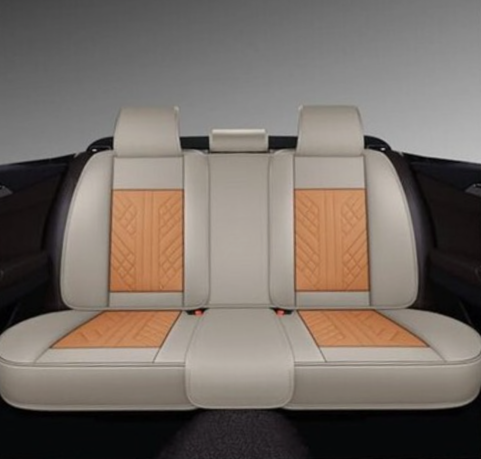 Bench Seat Cover, Premium Faux Leather Bench Seat Rear Seat Khaki and Orange