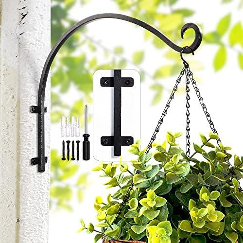 Lifyzoon Heavy Duty Hanging Plant Bracket: Outdoor Hand-Forged Hanging Plant Bracket Hook - 16Inch Black Bird Feeder Bracket