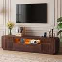 63" TV Stand with Storage, Mid Century Entertainment Center Walnut
