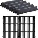 Kalomo 7638 7639 Cast Iron Grill Grates Gas Parts for Weber Spirit 2 E-310, S-310,GS4 Spirit II 300 E-320 S-320, 7636 15GA Flavorizer Bars Porcelain Steel Grids BBQ Grill Replacement Accessories 17