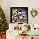 JJBSWYMT Christmas Diamond Art Kits for Adults,5D Winter Snowman Diamond Painting Kits for Adults Beginners, DIY Full Drill Diamond Painting Gem Art and Crafts, Home Wall Decor 14x14 Inch