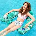 Jasonwell Inflatable Pool Float Chair - 2Pack Floating Pool Chair Lounge Floats for Swimming Pool Water Chair Pool Lounger with Cup Holder Pool Toy Party Floaties for Adults (BG-L)