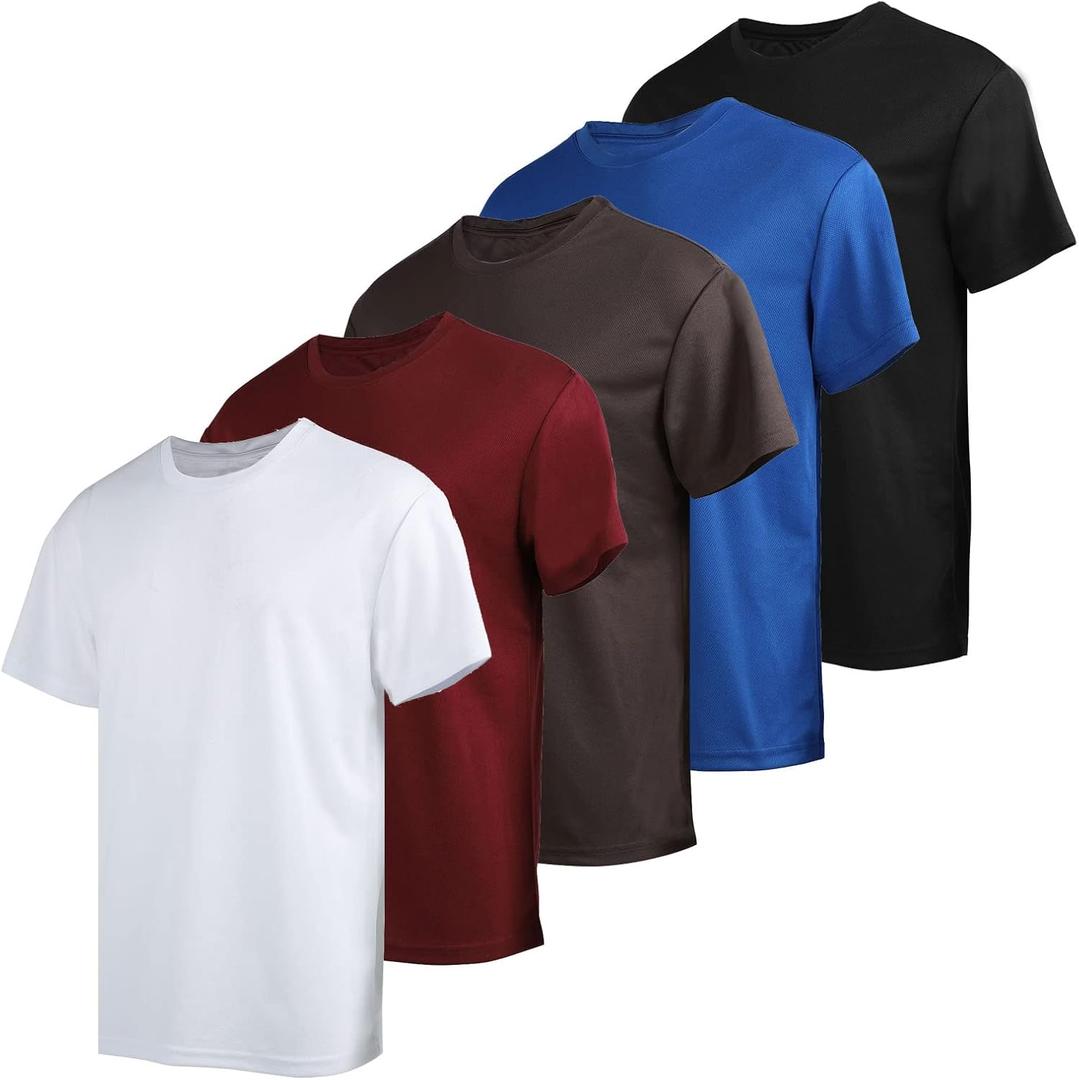 LeeHanTon Men's Athletic Running Crew T-Shirts,Wrinkle Free Tees for Man,Casual Fashion Short Sleeve Shirts,Assorted 5-Pack (XXL)