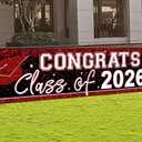 Large Congrats Class of 2026 Banner Red Backdrop Graduation 2026 Yard Sign for Graduation Party Supplies Graduation Decorations 2026(Red)