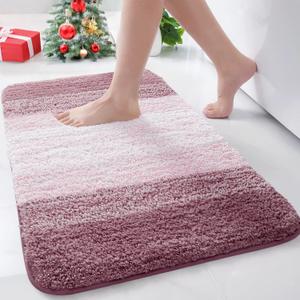 Arotive Microfiber Bathroom Rugs, Shaggy Soft and Absorbent Bath Rug, Non-Slip, Thick Plush Machine Washable Dry Bath Mats for Bathroom, Tub and Shower, 24x16, Mauve, Rectangular