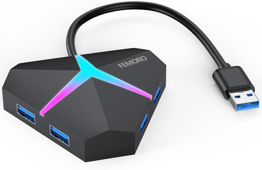 Multi USB Port Hub, 5Gbps High Speed Data Transfer USB 3.0 Multiport Adapter Expander 4 Port, Extra USB Ports Extender for Laptop Mac Computer PC Desktop PS5