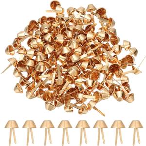 PATIKIL 200 Pcs Metal Brads Purse Feet Studs Mushroom, Flat Bottom Prong Handbag, Great for Bags, Decoration, Clothing, Craft,(Light Gold, 0.6 x 0.9 Inch)