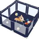 Dog Playpen 50  50 inch, Puppy Playpen with Bottom, 32 Inch Height Pet Playpen (Royal Blue)