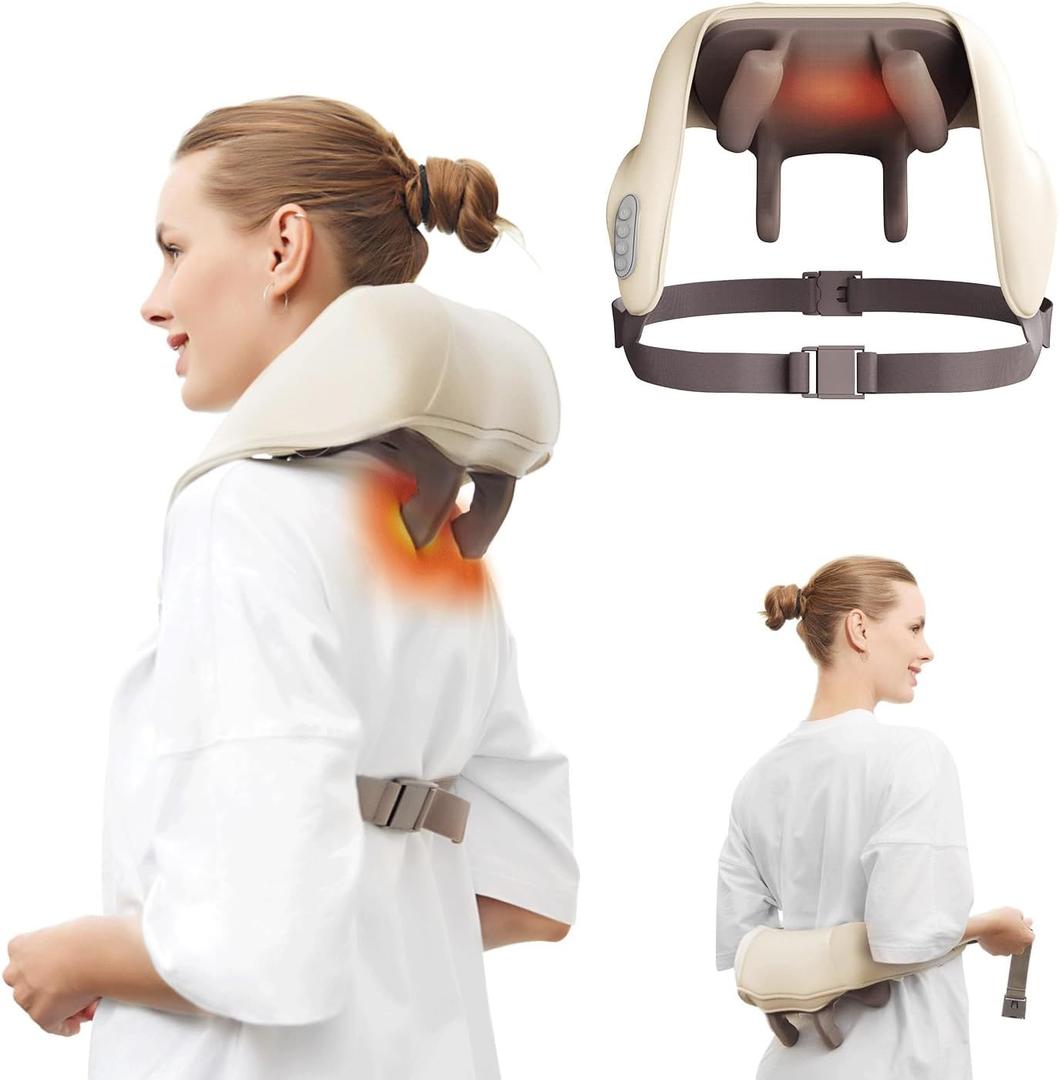 Neck Massager for Pain Relief Deep Tissue,5D Kneading Massage Pillow for Neck, Back, Shoulder with Heat, Gifts for Women Men Mom Dad