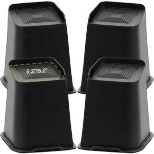 Bed Risers 2 inch, 3 inch, 4 inch, 6 inch, 8 inch Heavy Duty, Oversized Furniture Riser for Couch Sofa Table Chair Leg Frame Dorm, Support up to 6000 Lbs (Black 4 Pack, 8 inch)