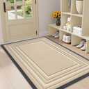 Buganda Front Door Mat Indoor Outdoor Entrance, Non-Slip Natural Rubber Doormats, Easy Clean, Low Profile, Dirt Trapper Entryway Floor Mats for Outside, Garages and Patios, 47x32, Beige