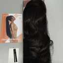 Flufymooz ponytail extension, 22 Inch Long Straight Drawstring Ponytail Synthetic Hairpieces Fake Pony Tails Natural Soft Clip in Hair Extension ponytail for Women (Black Brown)