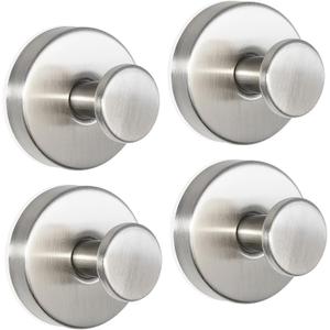 ZESLMG Nickel Suction Cup Hooks for Glass Window, Silver Shower Hook for Inside Shower, Removable Towel Hooks for Bathroom Kitchen Wall Glass Door, Wreaths Loofah Suction Hook for Hanging, 4 Pack