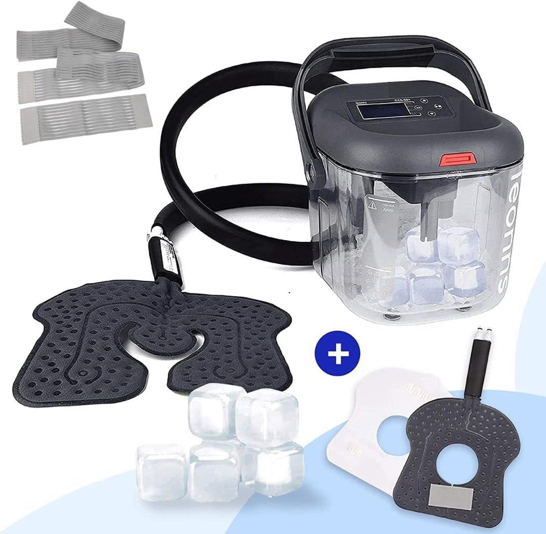 LEONNS® Cold Therapy Machine with Programmable Timer - Cryotherapy Machine with Universal & Knee Pads for Post Surgery, Injury & Recovery (Ice Machine + Universal Pad + Knee Pad + Ice Cubes)