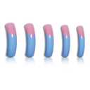 3 x Curved Nail Tips Long Blue French Tip Press on Nails Square Fake Nails False Nails with Curved Shape Designs French Manicure Glue on Nails for Women Girls 24Pcs