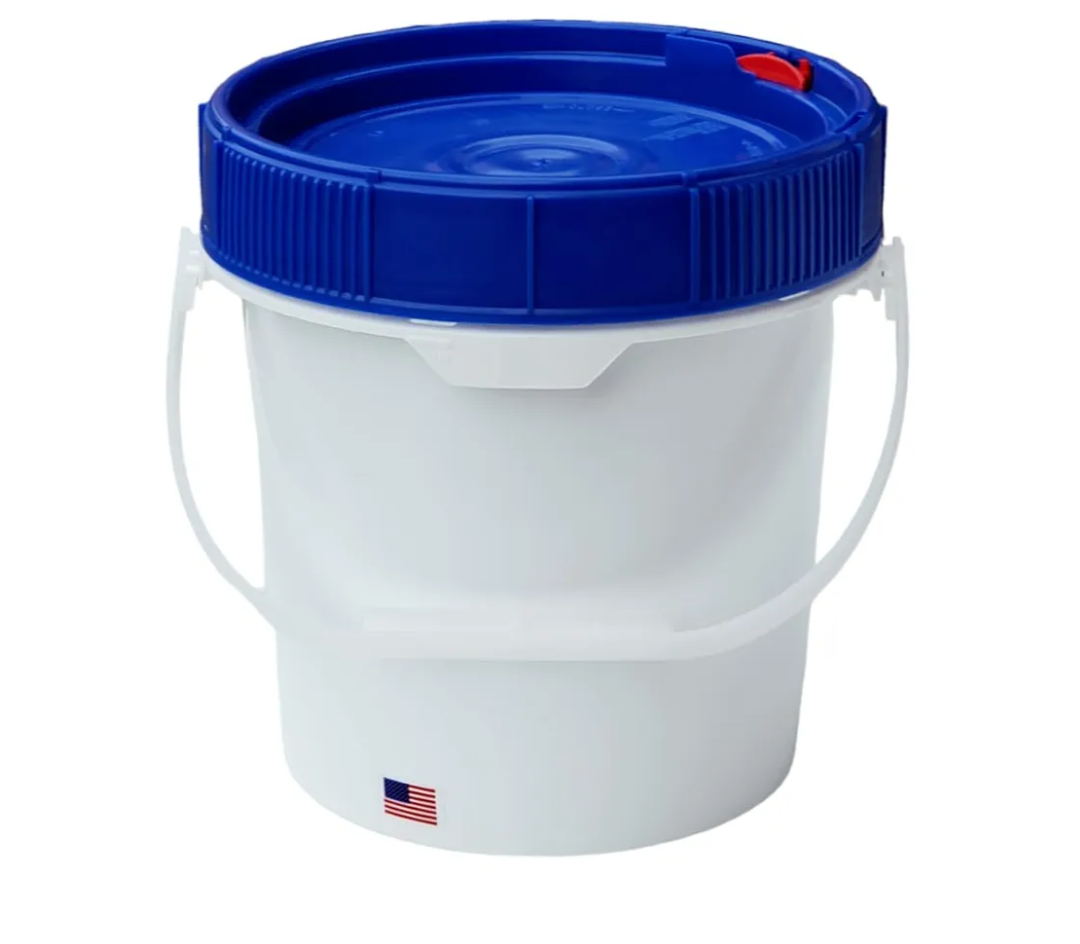 1 Gallon Bucket Pail with Lid PolyEthylene Plastic (HDPE) Food Safe BPA Free Storage Container Thickened 65Mil AirTigh Leak Proof Seal Screw On Lid All Purpose Premium Quality Buckets FDA Compliance