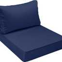 AAAAAcessories Outdoor Seat Cushions for Chairs, FadeResistant, Waterproof Patio Furniture Replacement Cushions, 23.5" x 25.5" x 5" + 23.5" x 13.5", Navy Blue